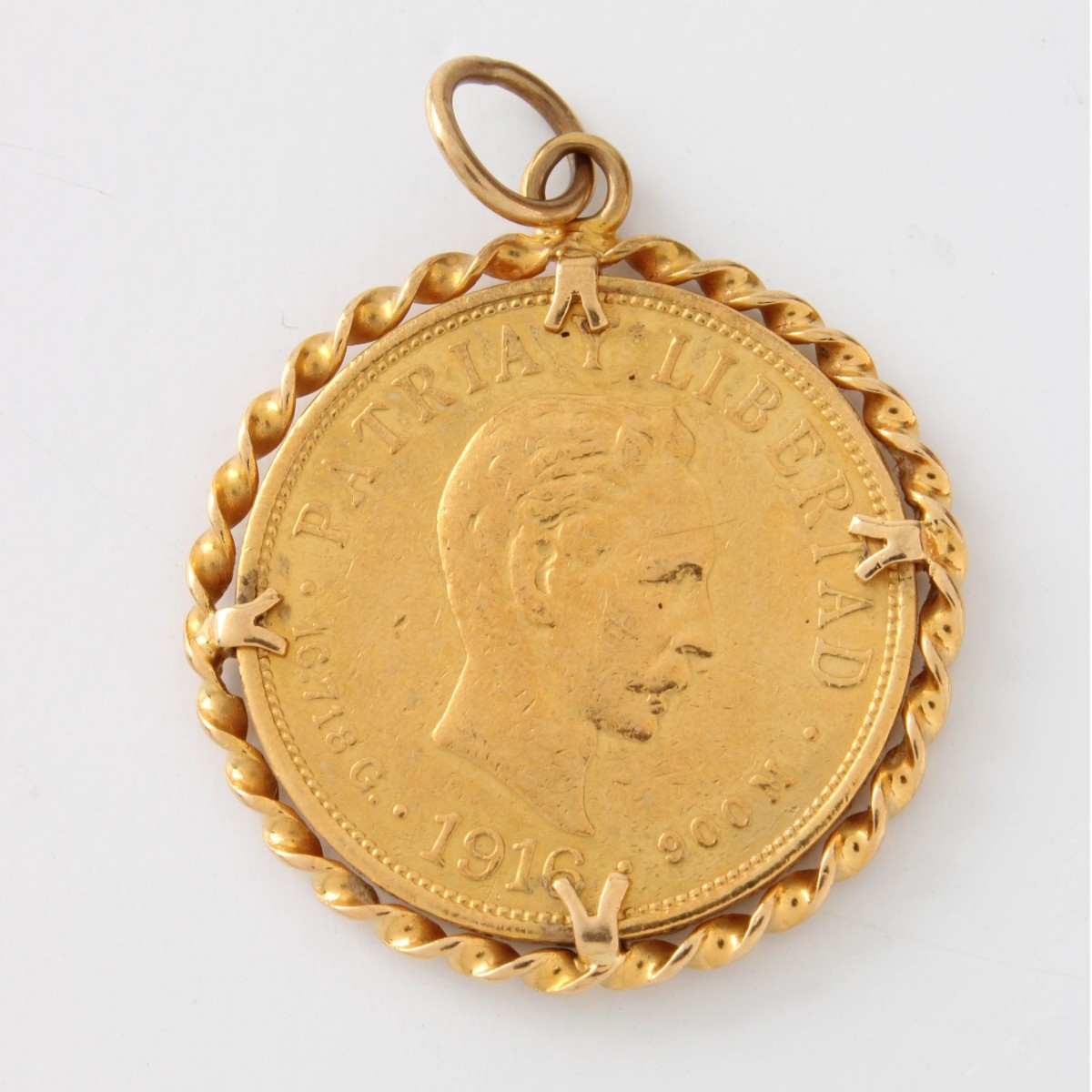 Diez Pesos Gold Coin and 14K Pendant