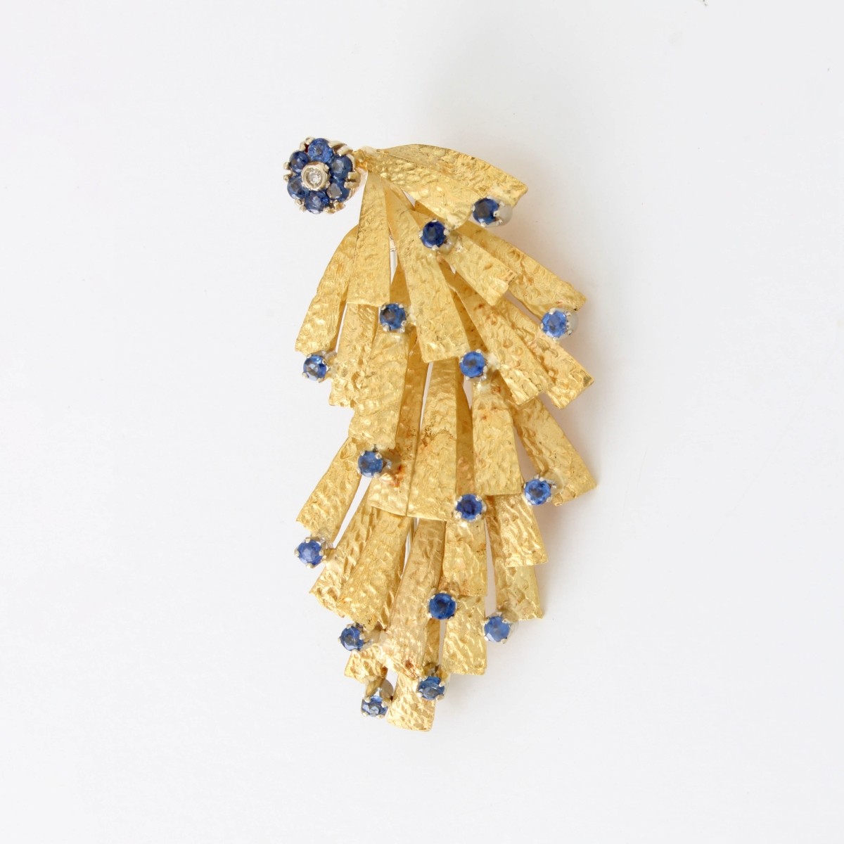 Sapphire, Diamond and 18K Brooch