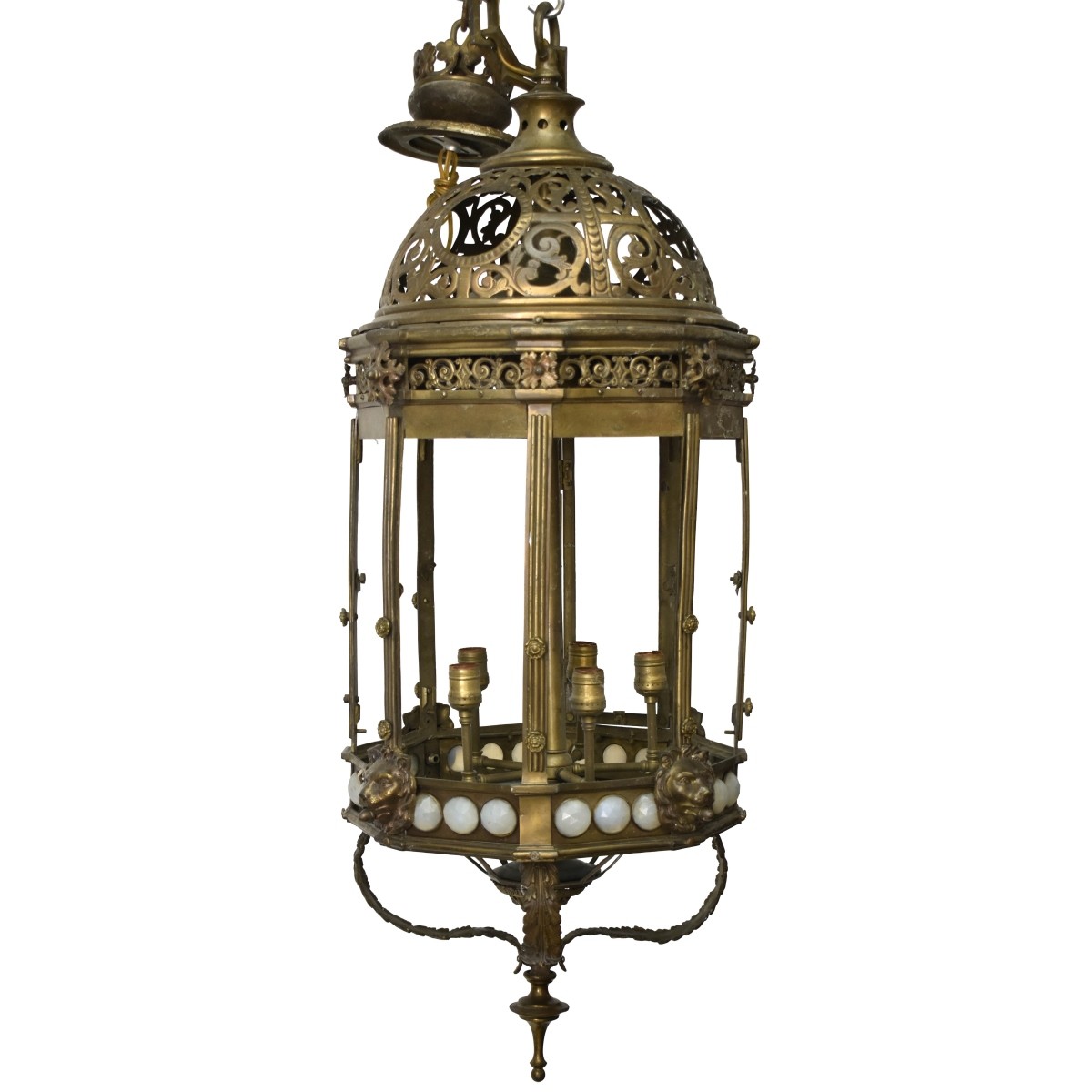 19th C. Italian Bronze and Glass Lantern