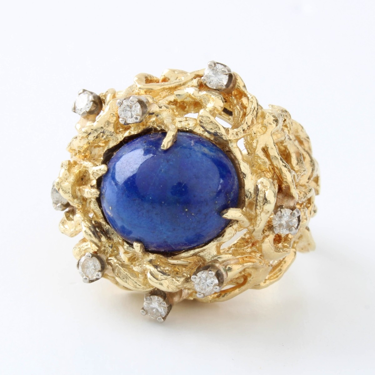 14K, Diamond and Lapis Ring