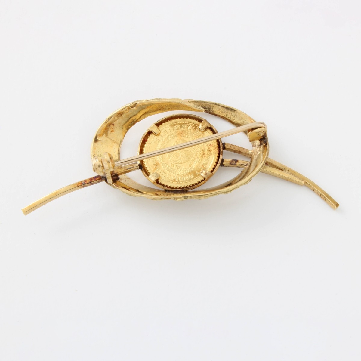 Gold Coin and 18K Pin