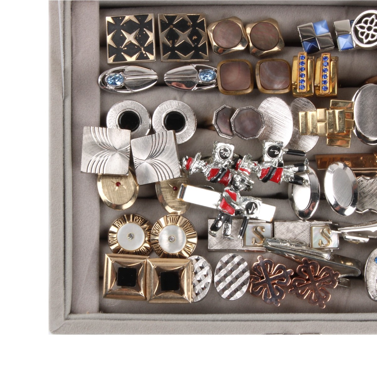 Box Lot of Cufflinks and Tie Bars