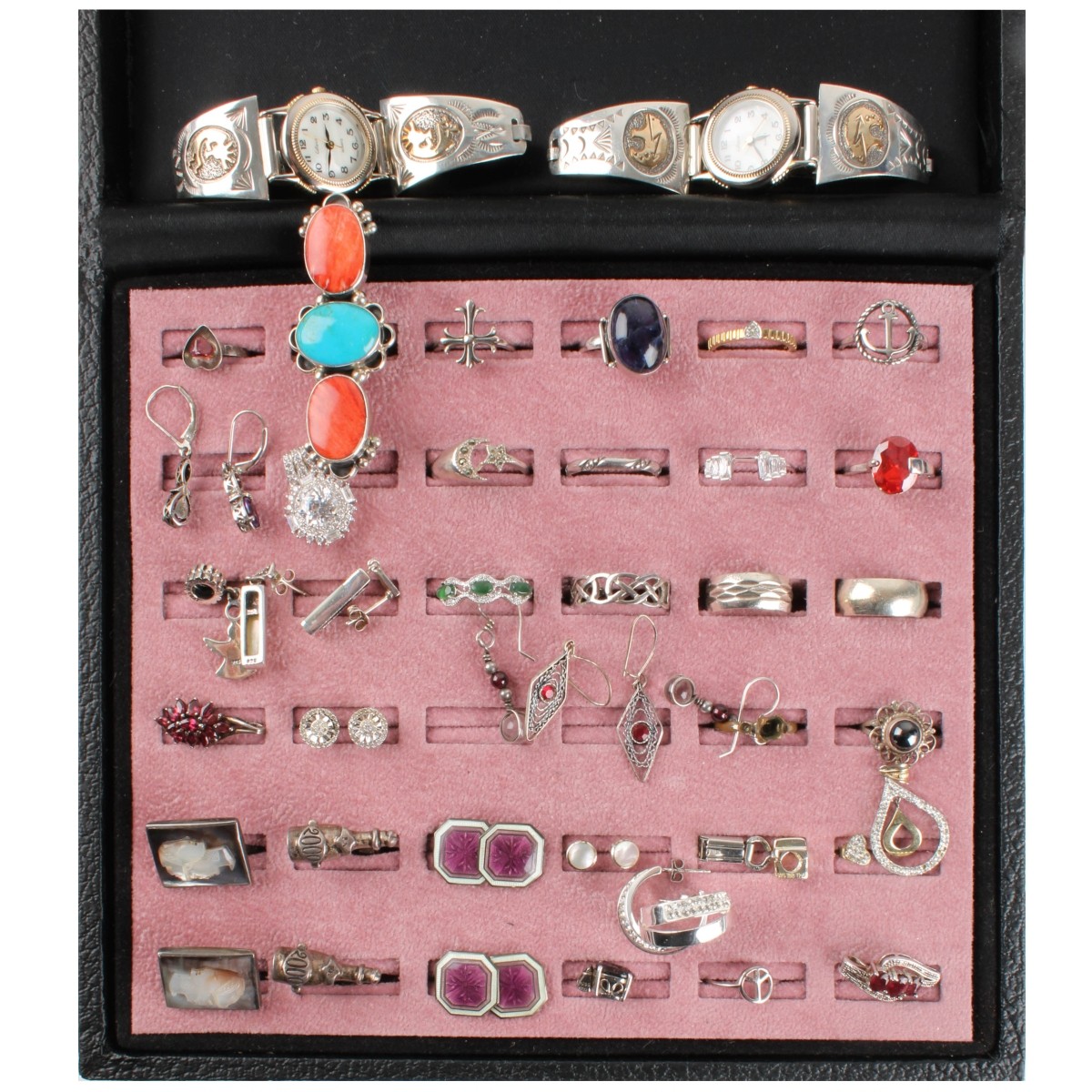 Tray Lot of Silver Jewelry