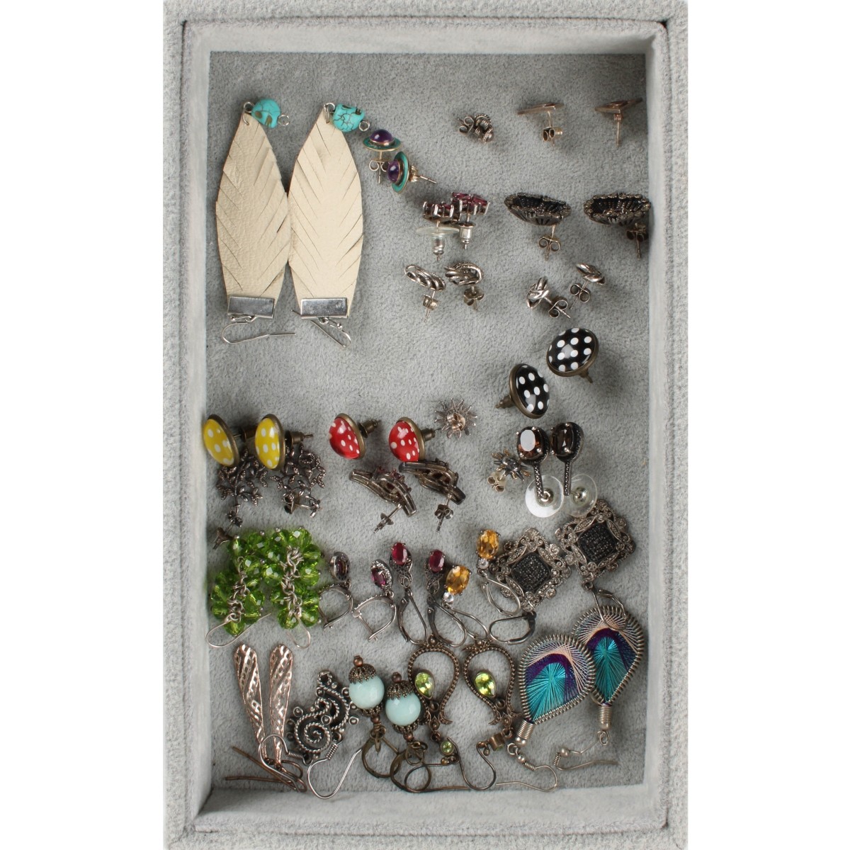 Tray Lot of Earrings