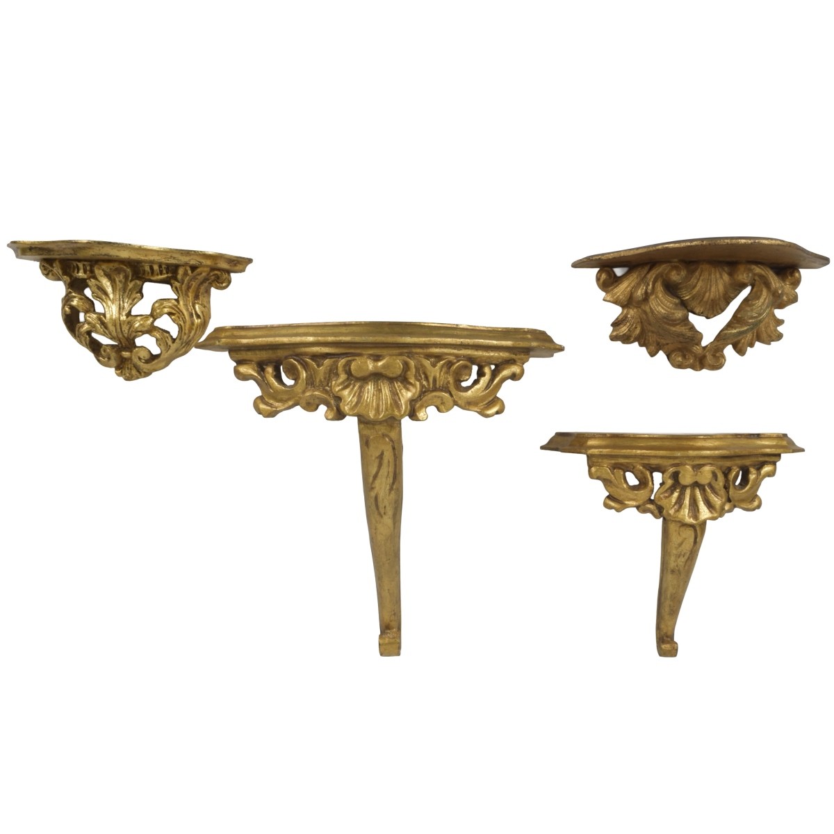 Carved Gilt Wood Wall Brackets