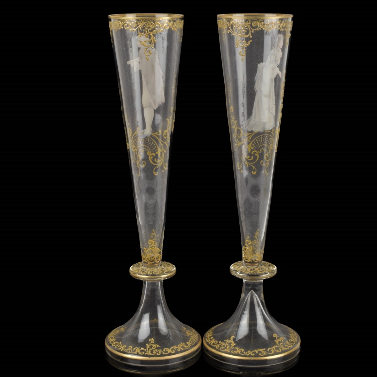 Antique Bohemian Hand Painted Vases