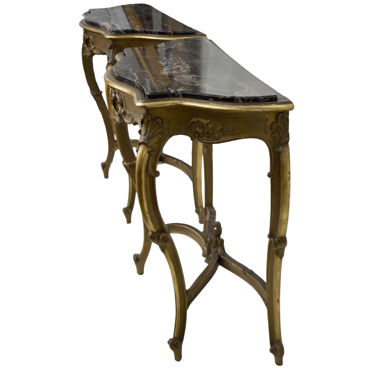 Louis XV Style Marble Top Consoles