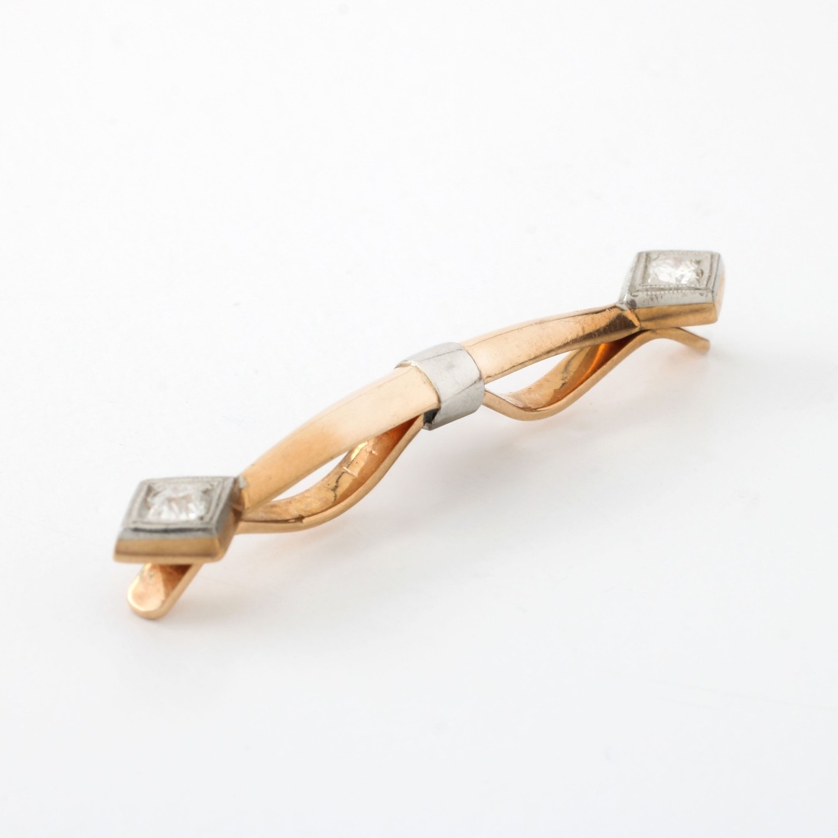 Diamond and 14K Collar Bar