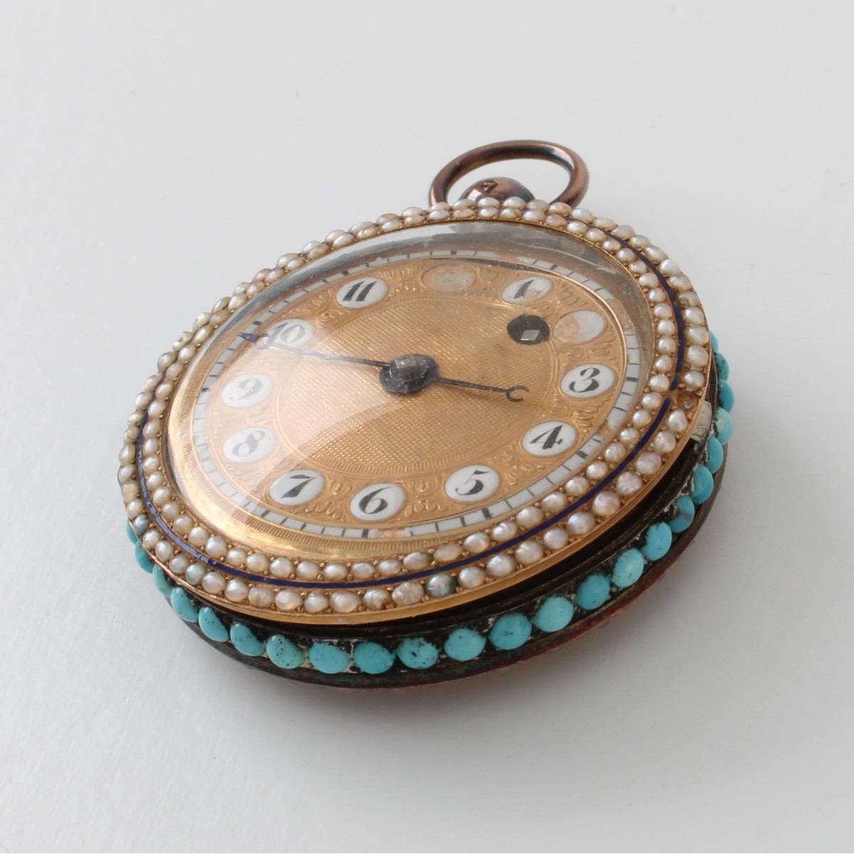 18K Pearl and Turquoise Pocket Watch