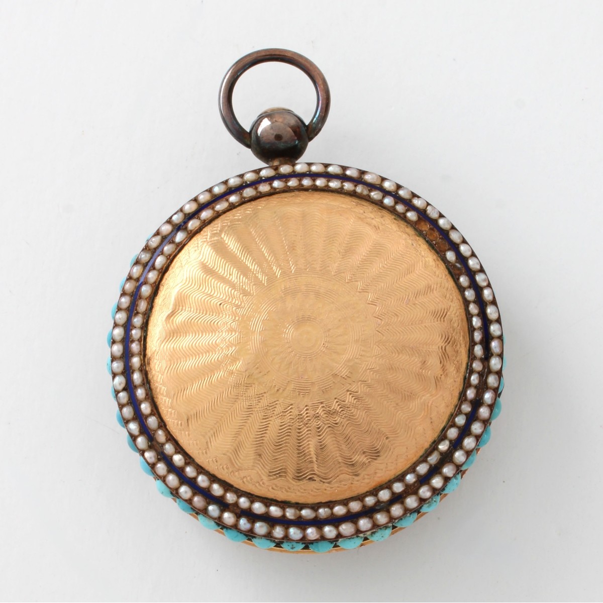 18K Pearl and Turquoise Pocket Watch