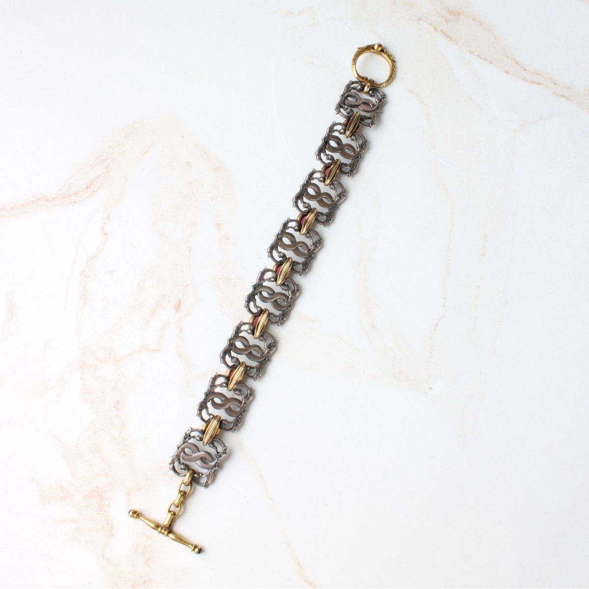 Gemstone, 18K and Silver Bracelet