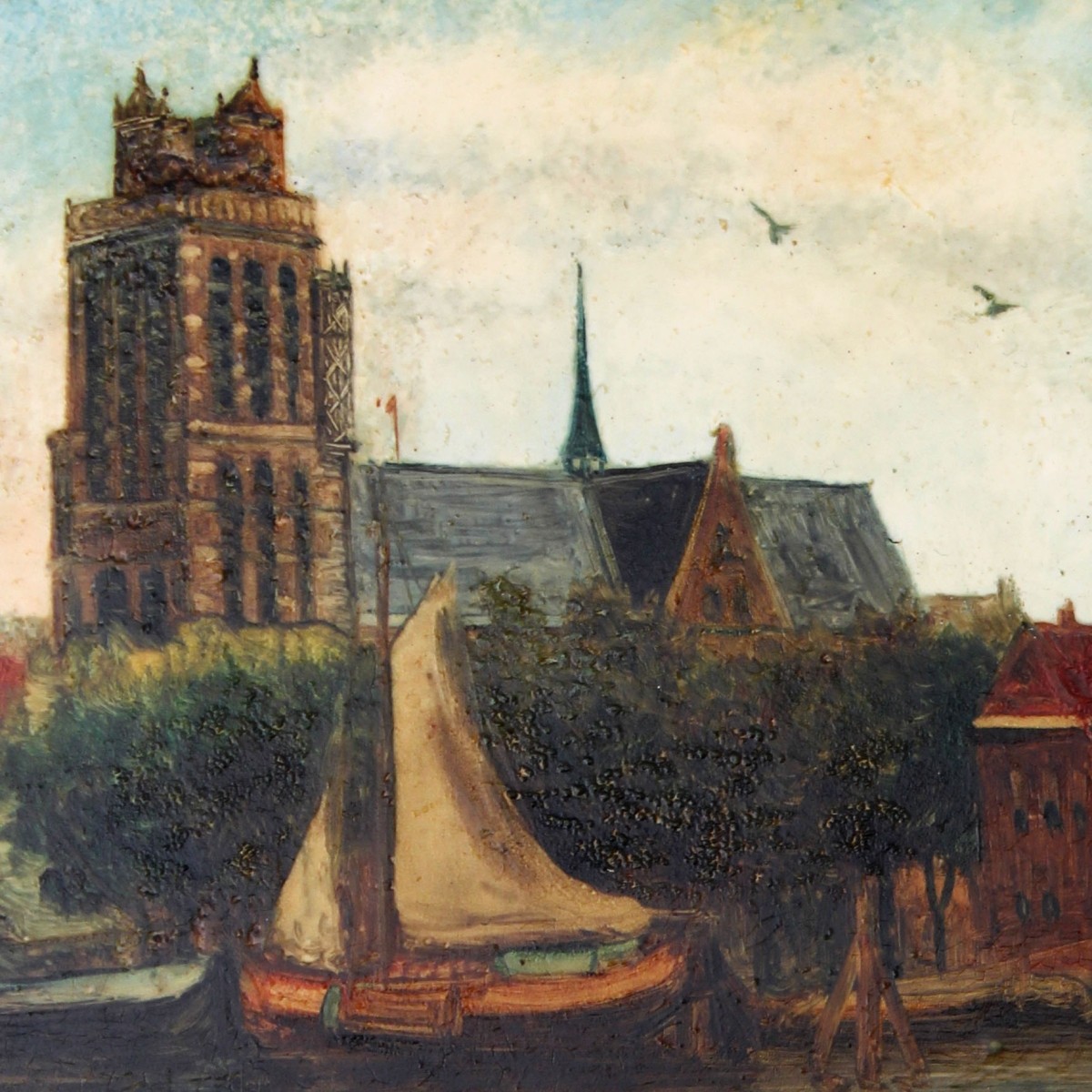 Vintage Oil on Porcelain Plaque