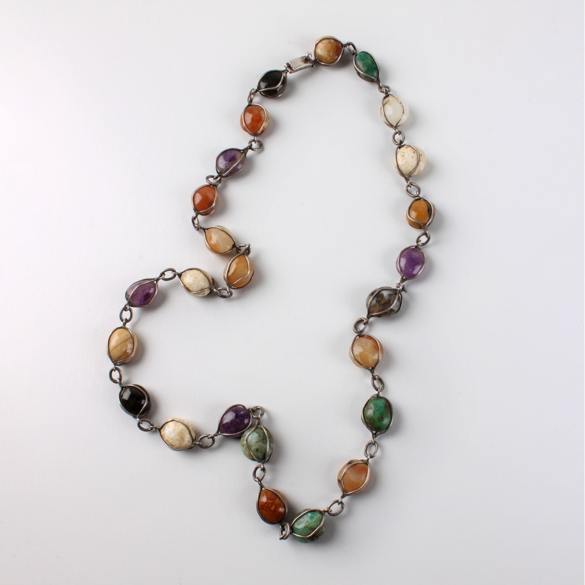 Mexican Sterling and Hardstone Necklace