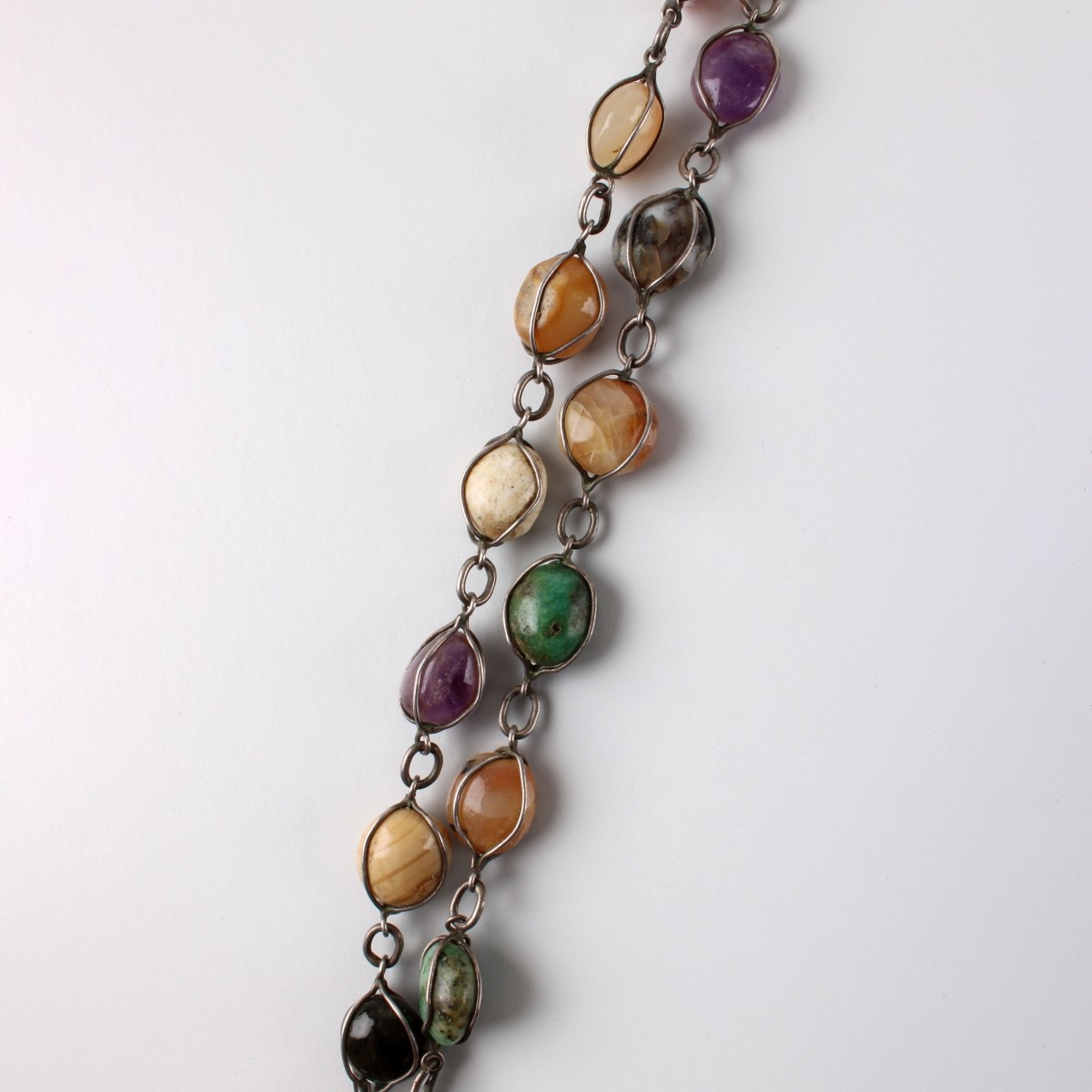 Mexican Sterling and Hardstone Necklace