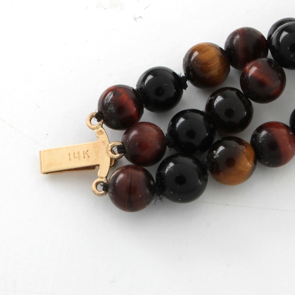 Tiger Eye, Onyx and 14K Necklace