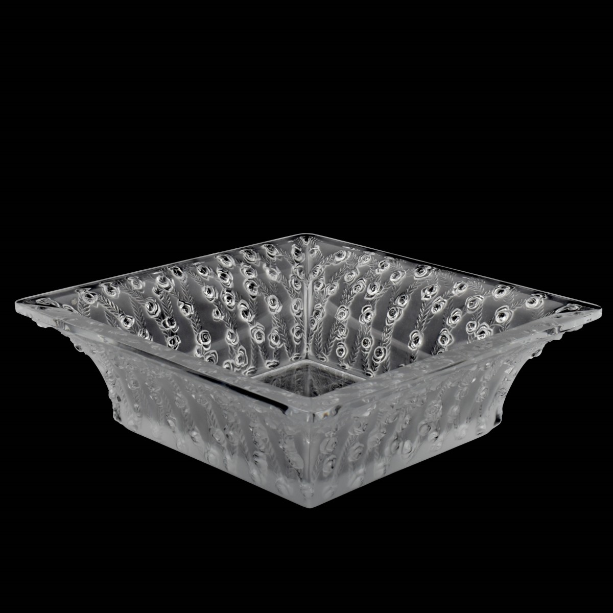 Lalique France "Roses" Square Bowl