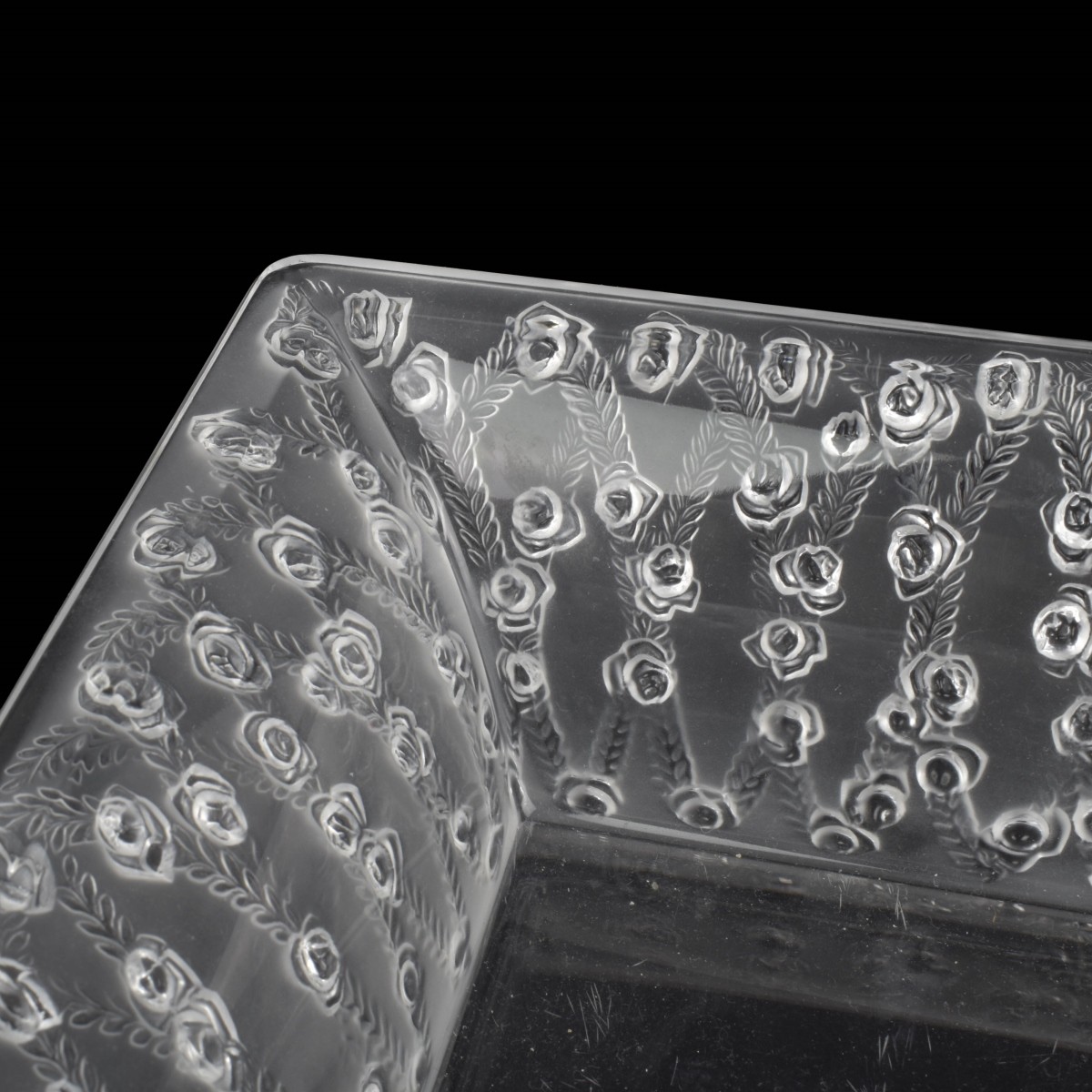 Lalique France "Roses" Square Bowl
