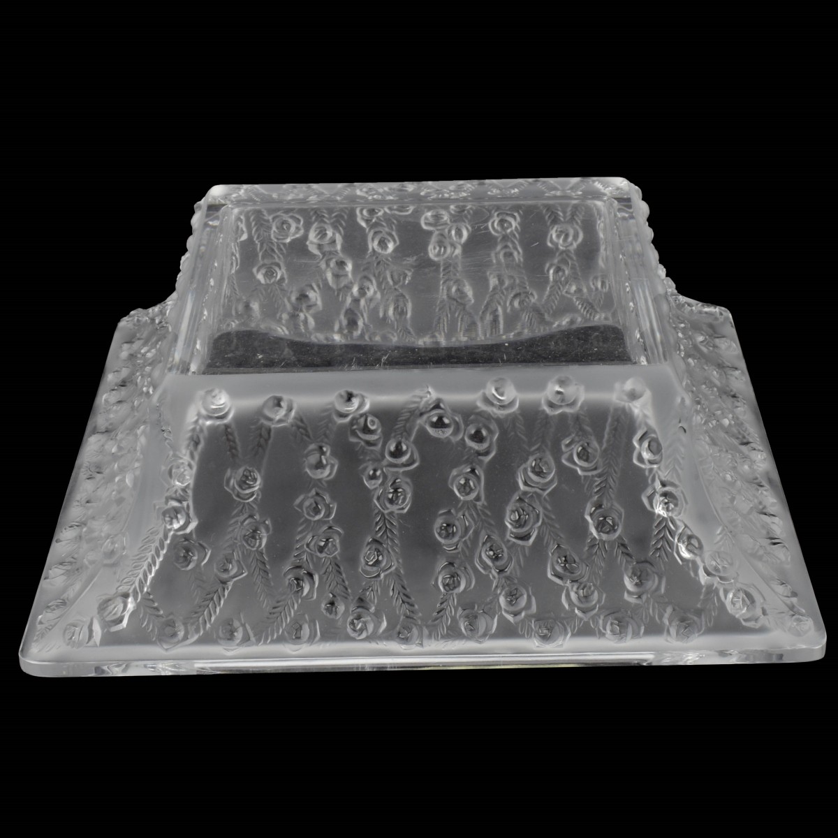 Lalique France "Roses" Square Bowl