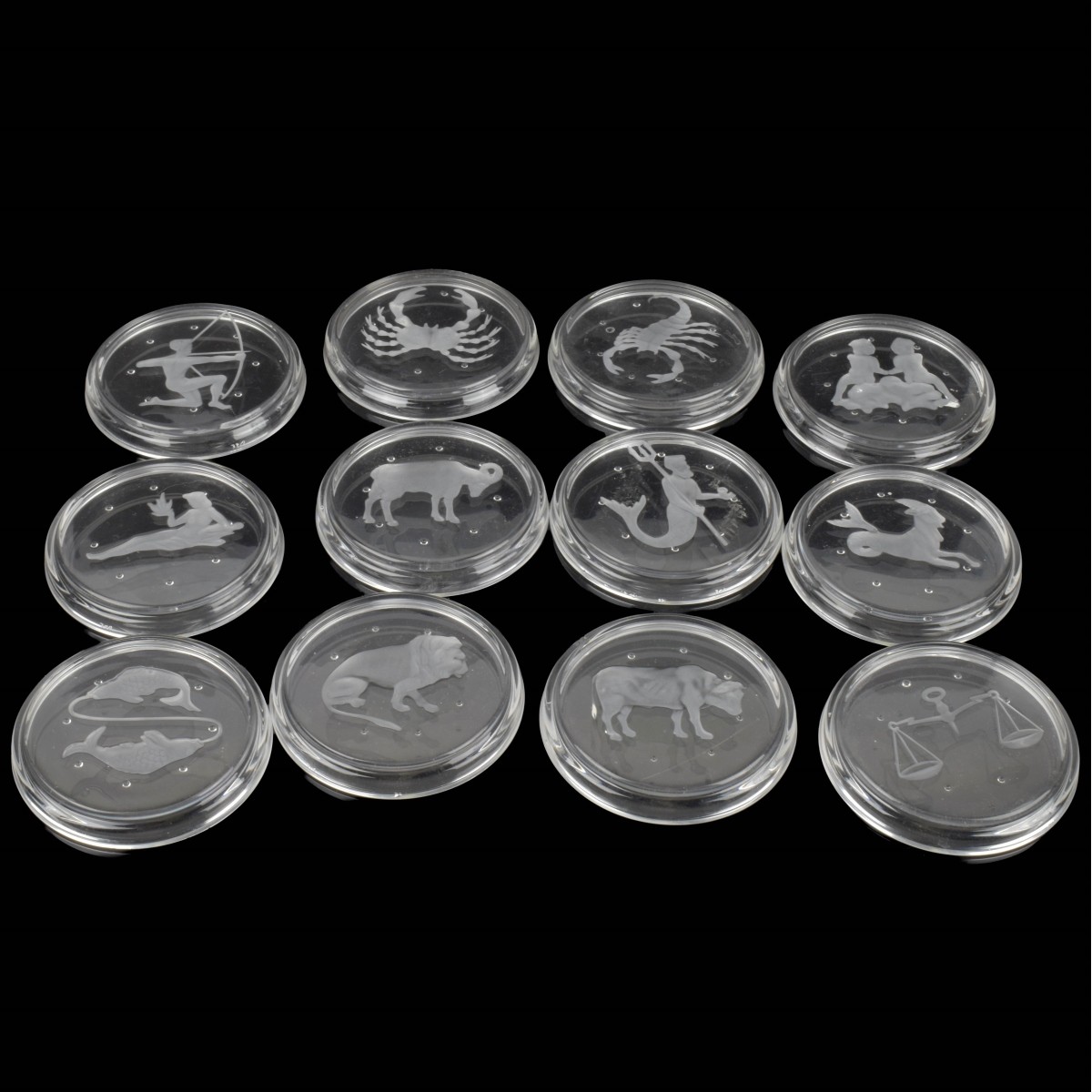 Crystal Coasters with Zodiac Signs