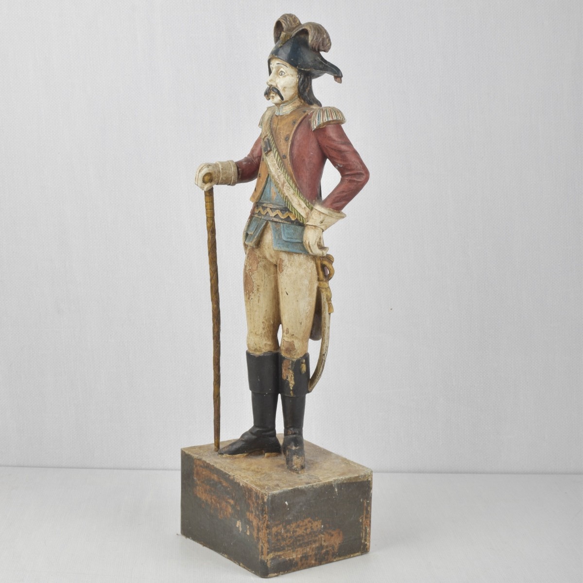 Carved and Painted Military Man Figure