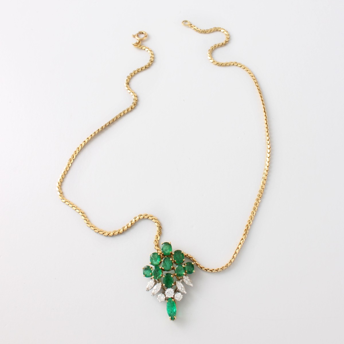Emerald, Diamond and 18K Necklace