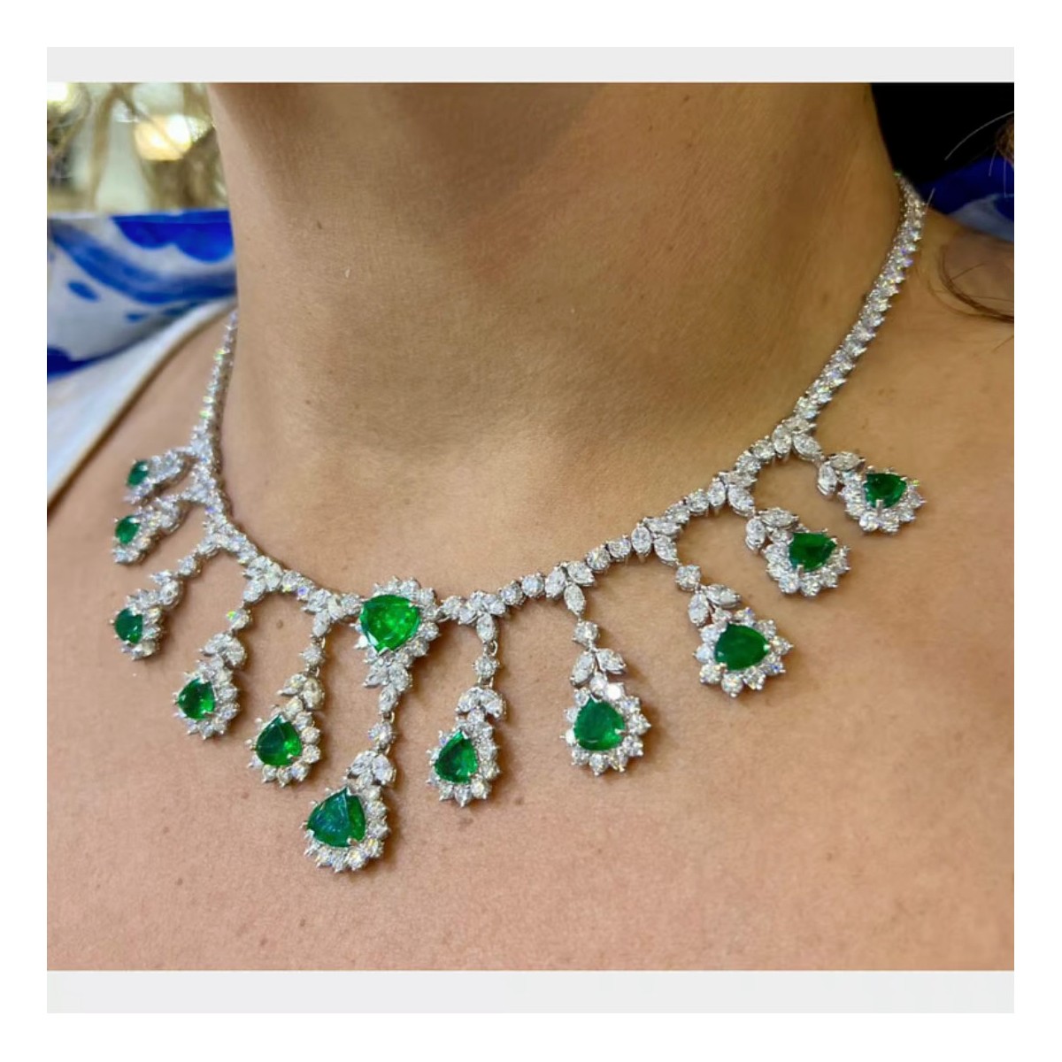 Emerald Diamond and 18K Necklace