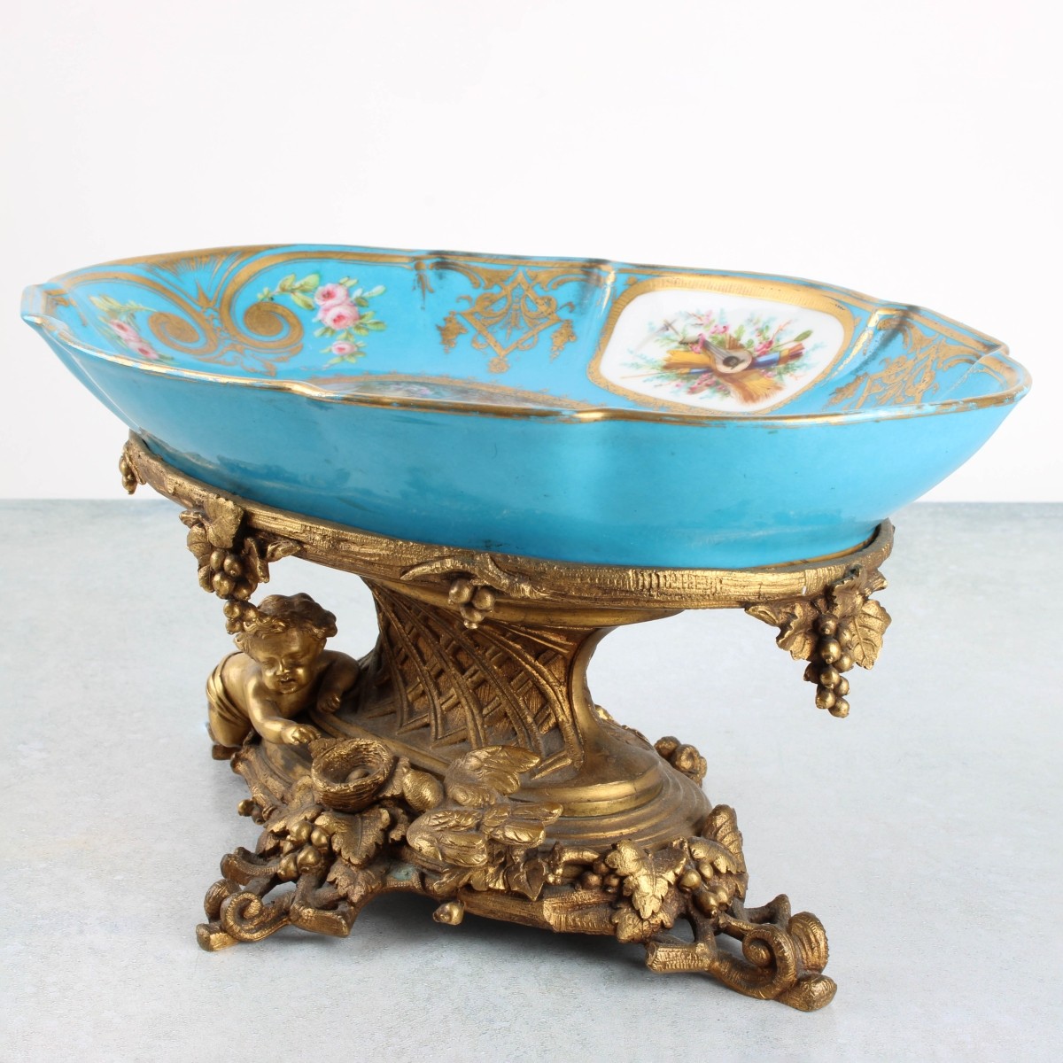 Antique Sevres Gilt Bronze Compote