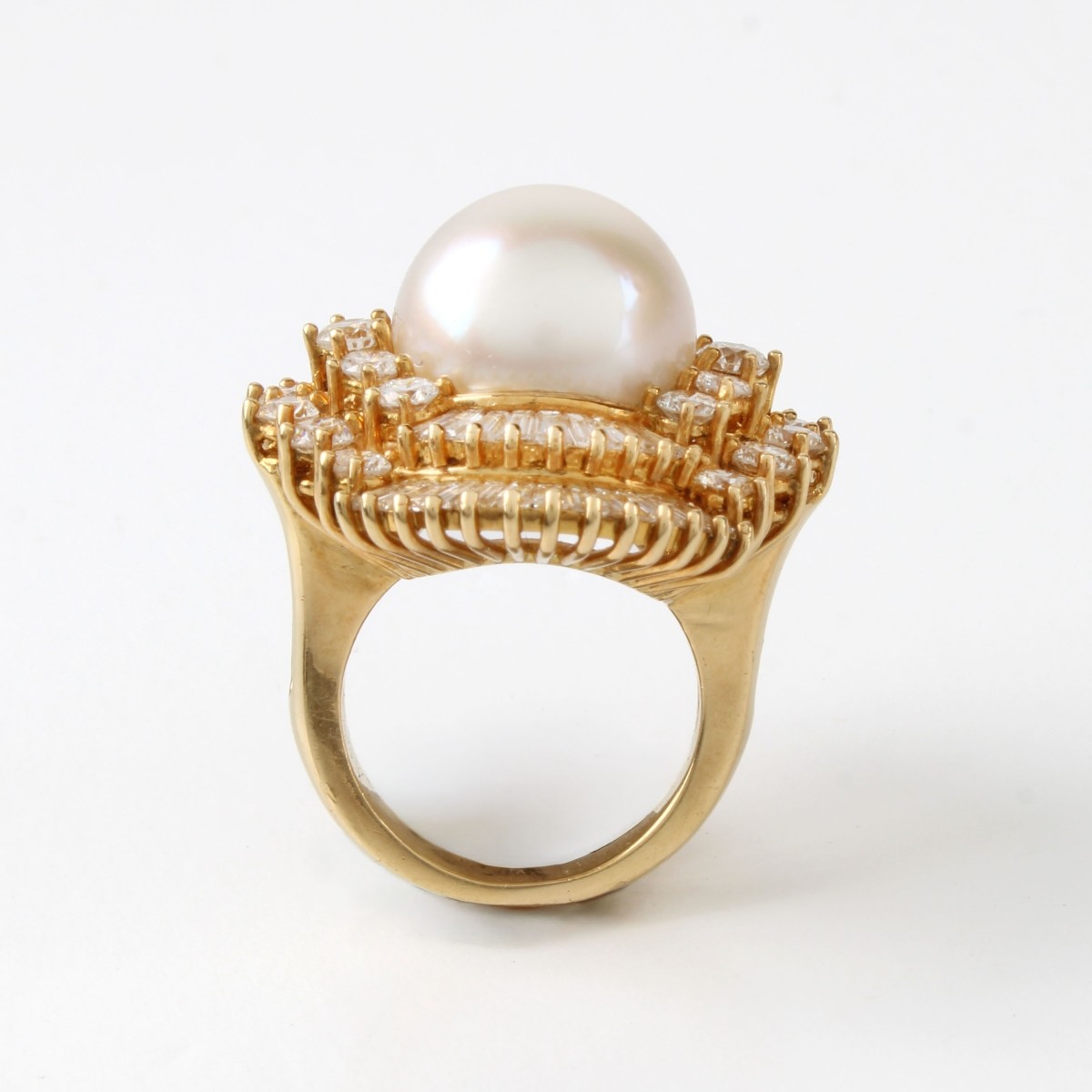 Diamond, Pearl and 18K Ring