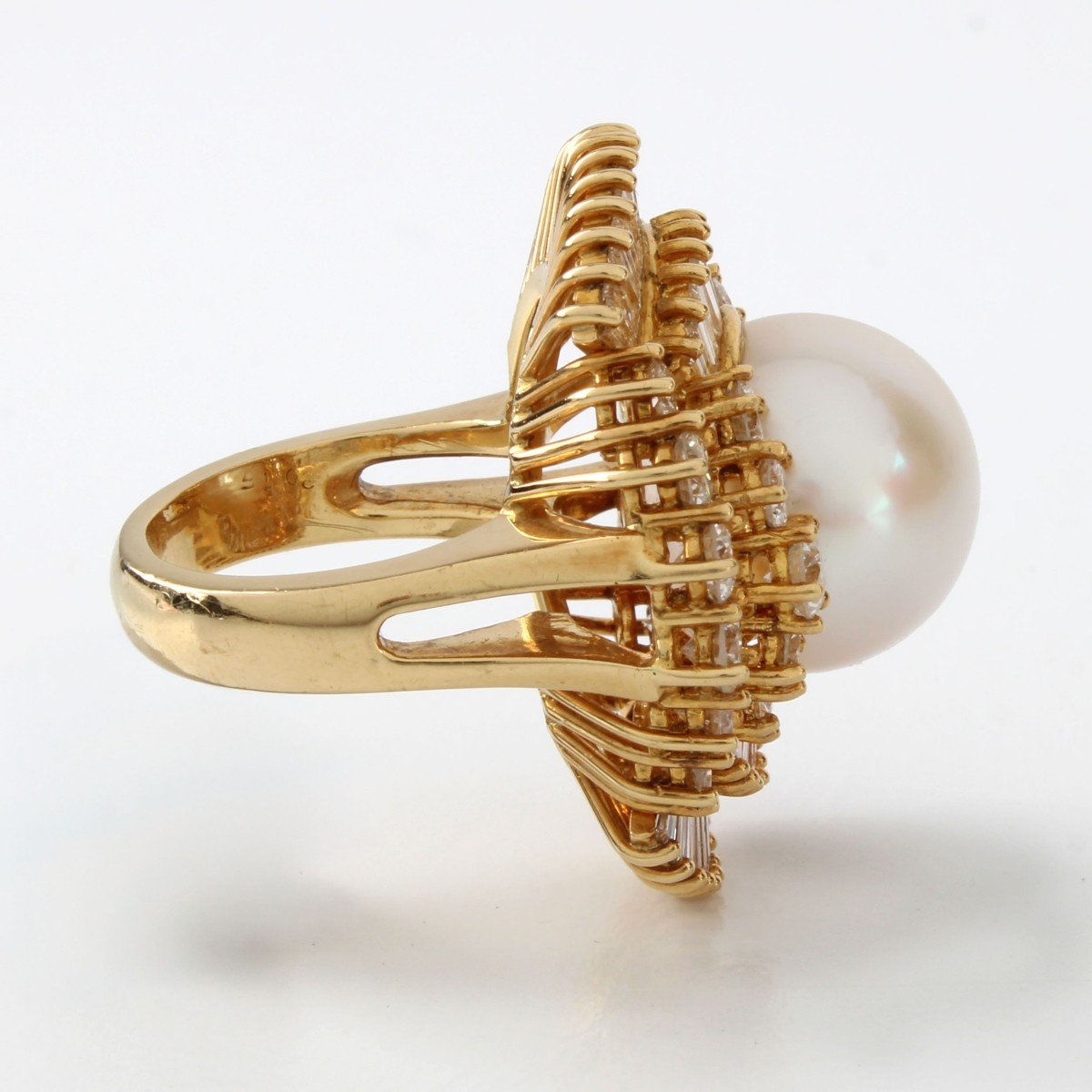 Diamond, Pearl and 18K Ring