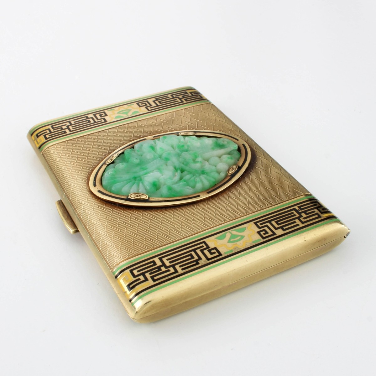 Deco Jadeite and 14K Cigarette Case