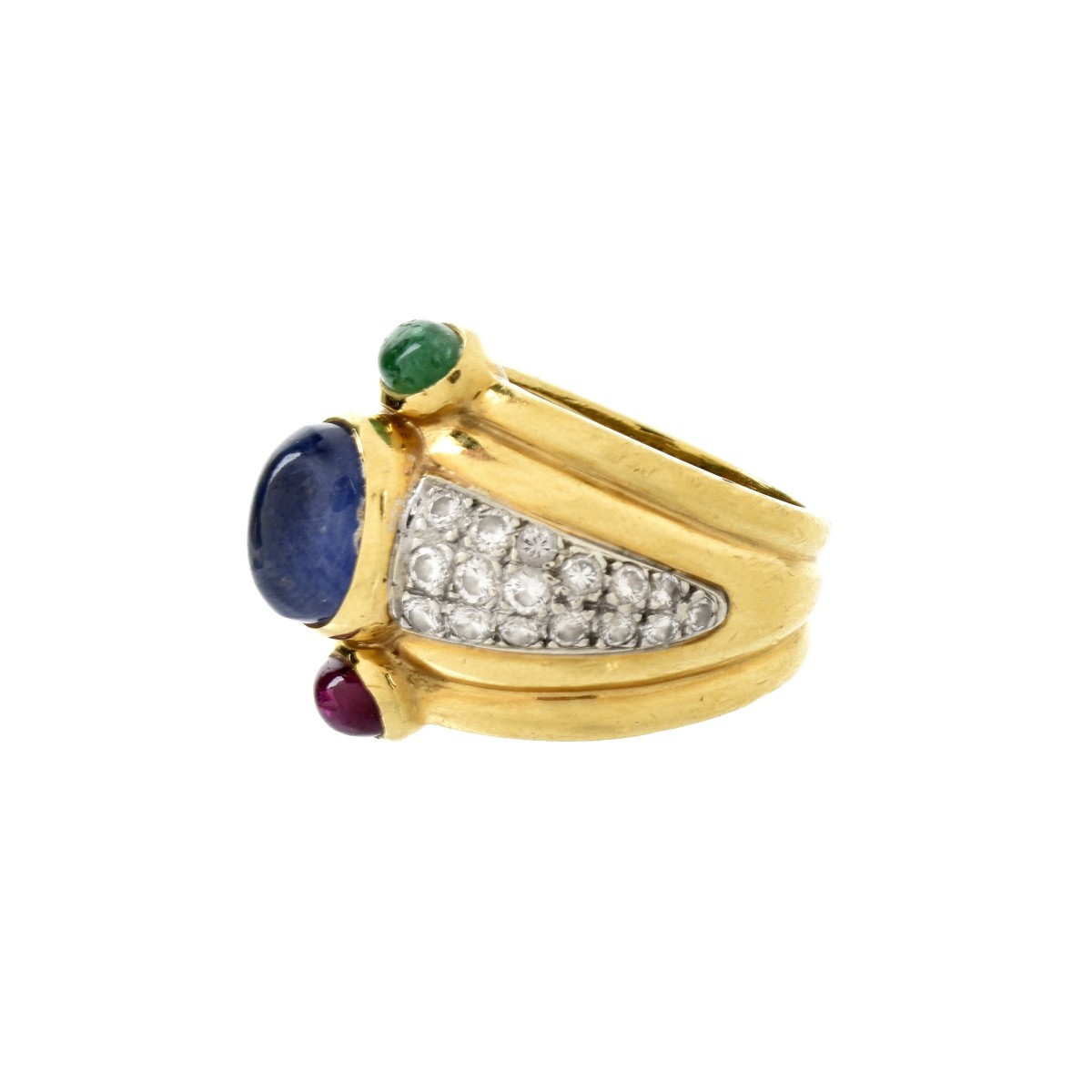 Gemstone, Diamond and 18K Ring