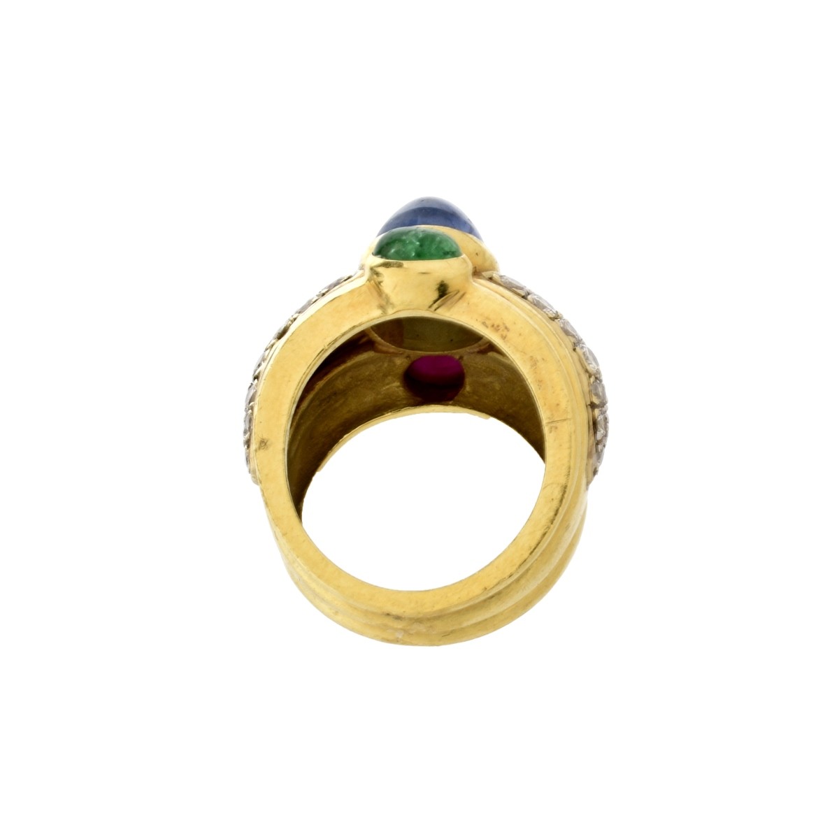 Gemstone, Diamond and 18K Ring