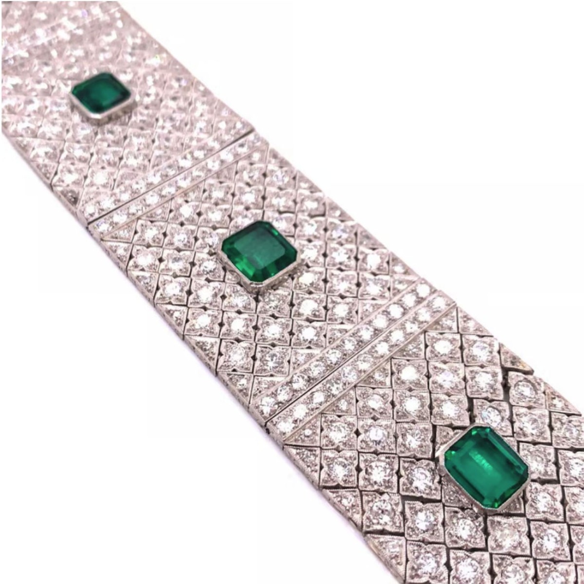 Diamond, Emerald and Plat. Bracelet