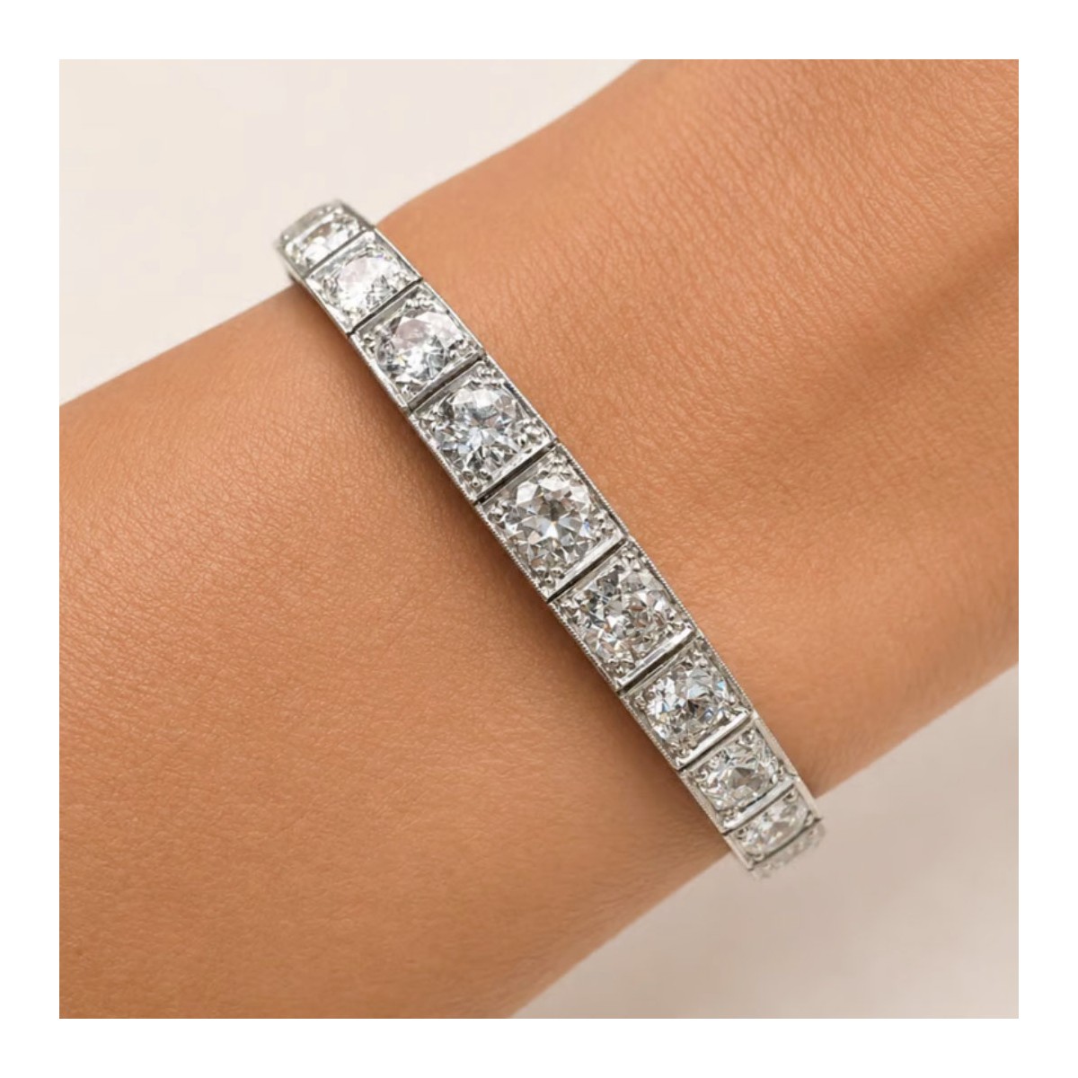 Deco Diamond and Platinum Bracelet