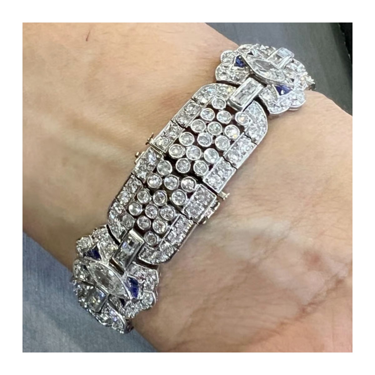 Deco Diamond Sapphire & Plat Bracelet