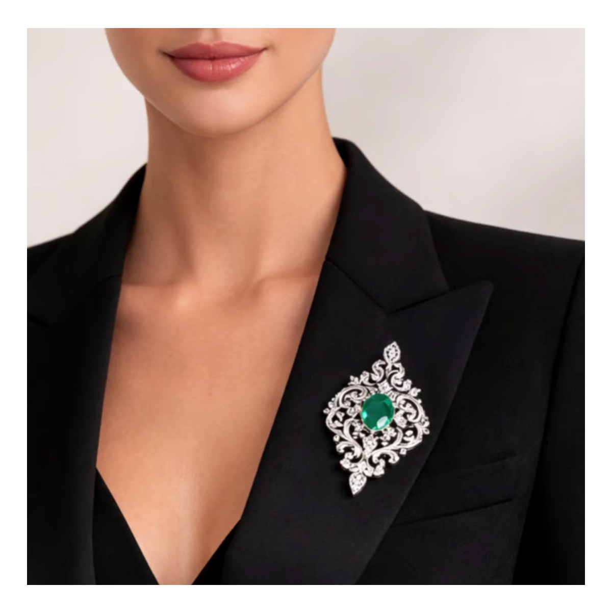 GIA Emerald & Diamond Pendant/ Brooch