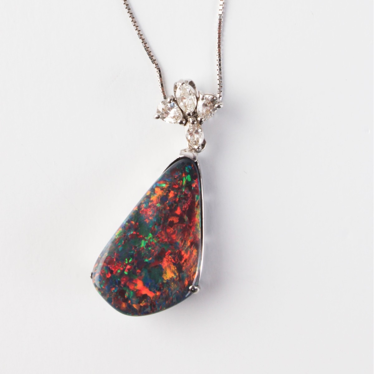 AGL Opal, Diamond and Plat Pendant