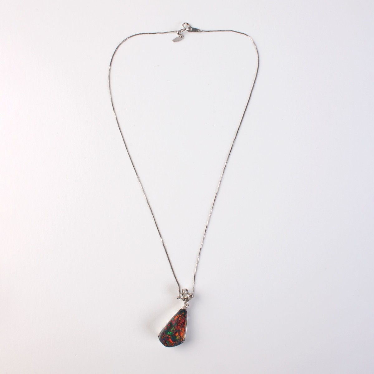 AGL Opal, Diamond and Plat Pendant