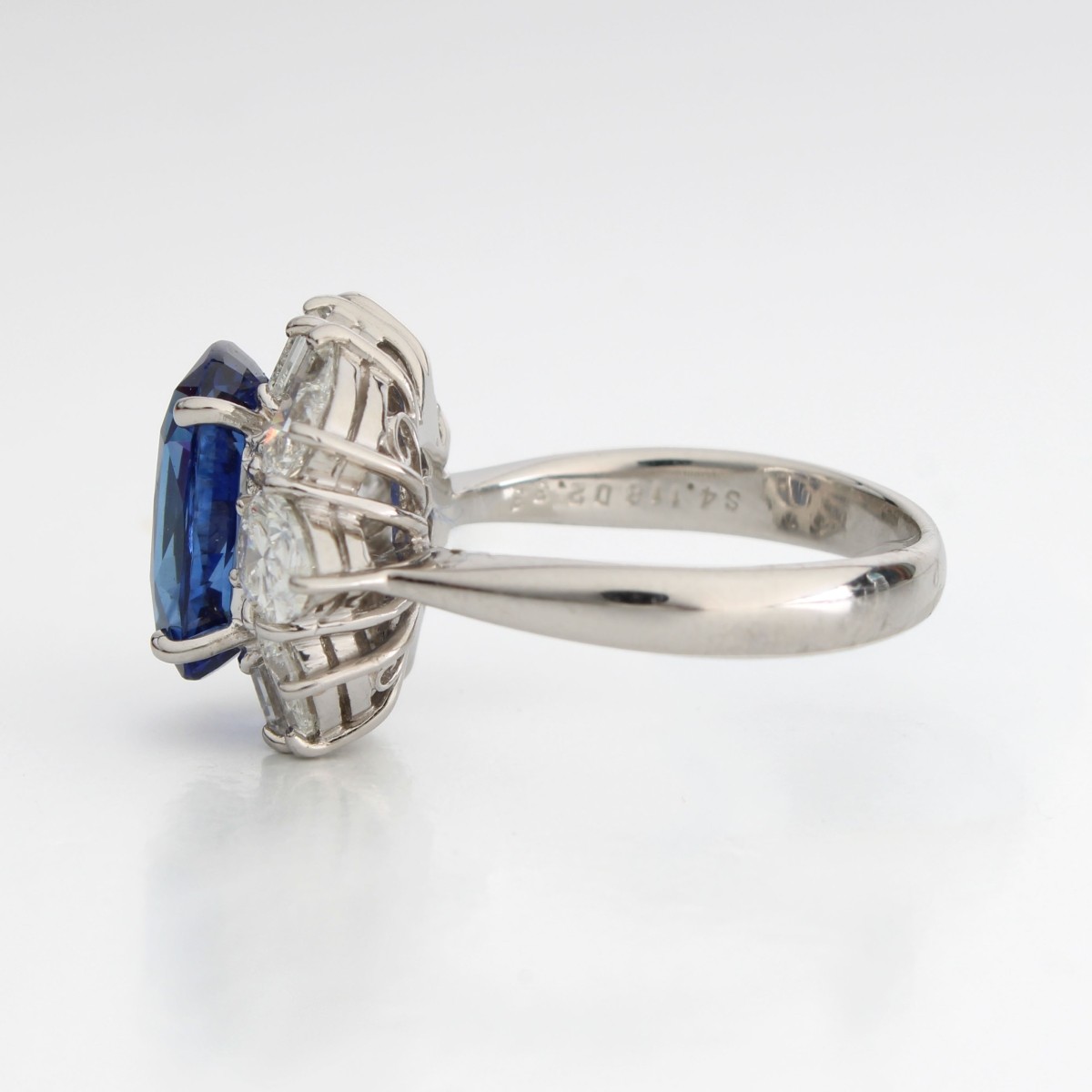 GRS Sapphire Diamond and Platinum Ring
