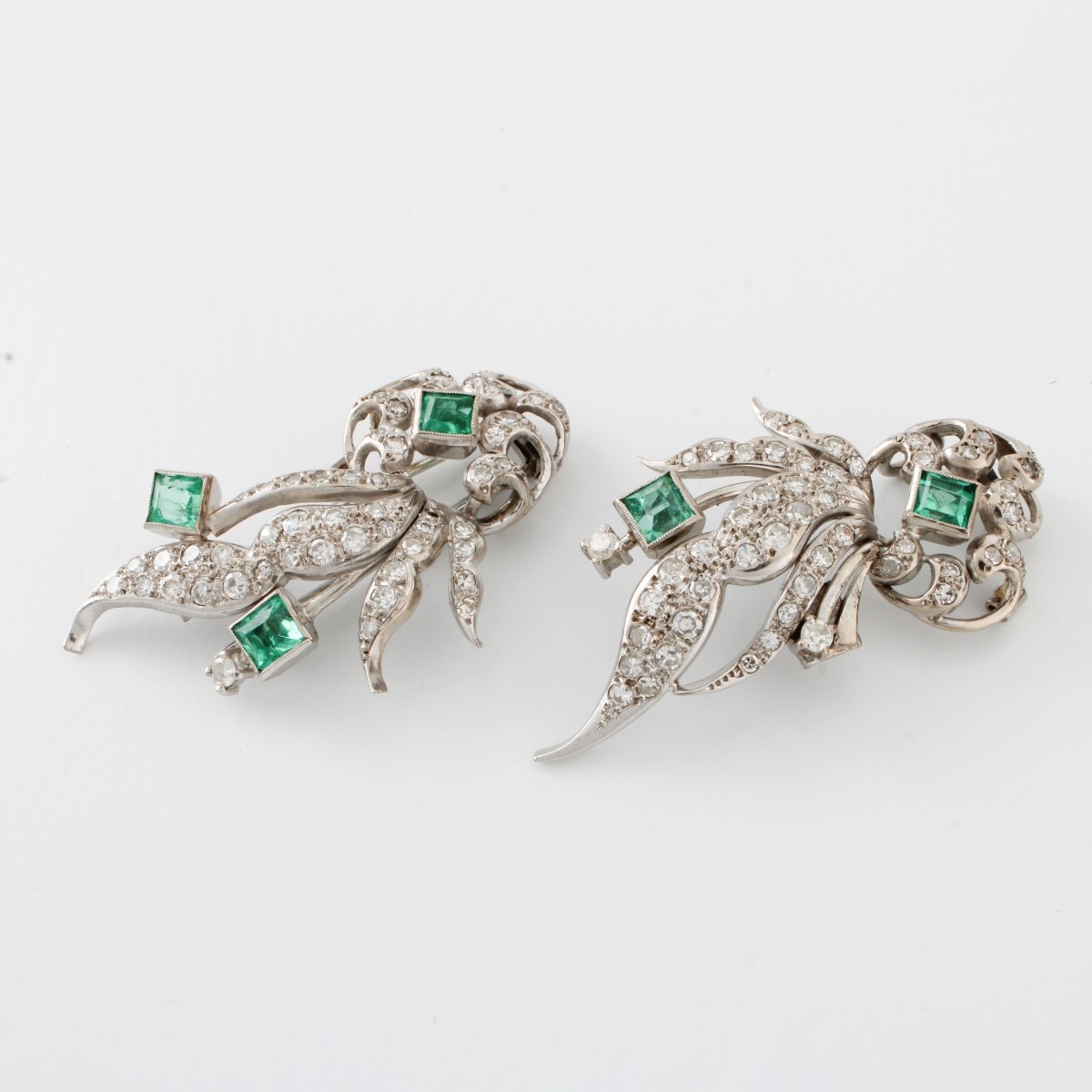 Emerald Diamond and 14K Clips