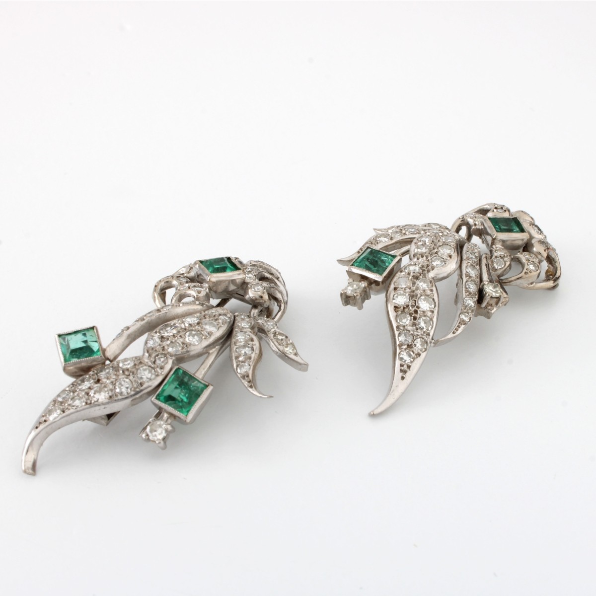 Emerald Diamond and 14K Clips