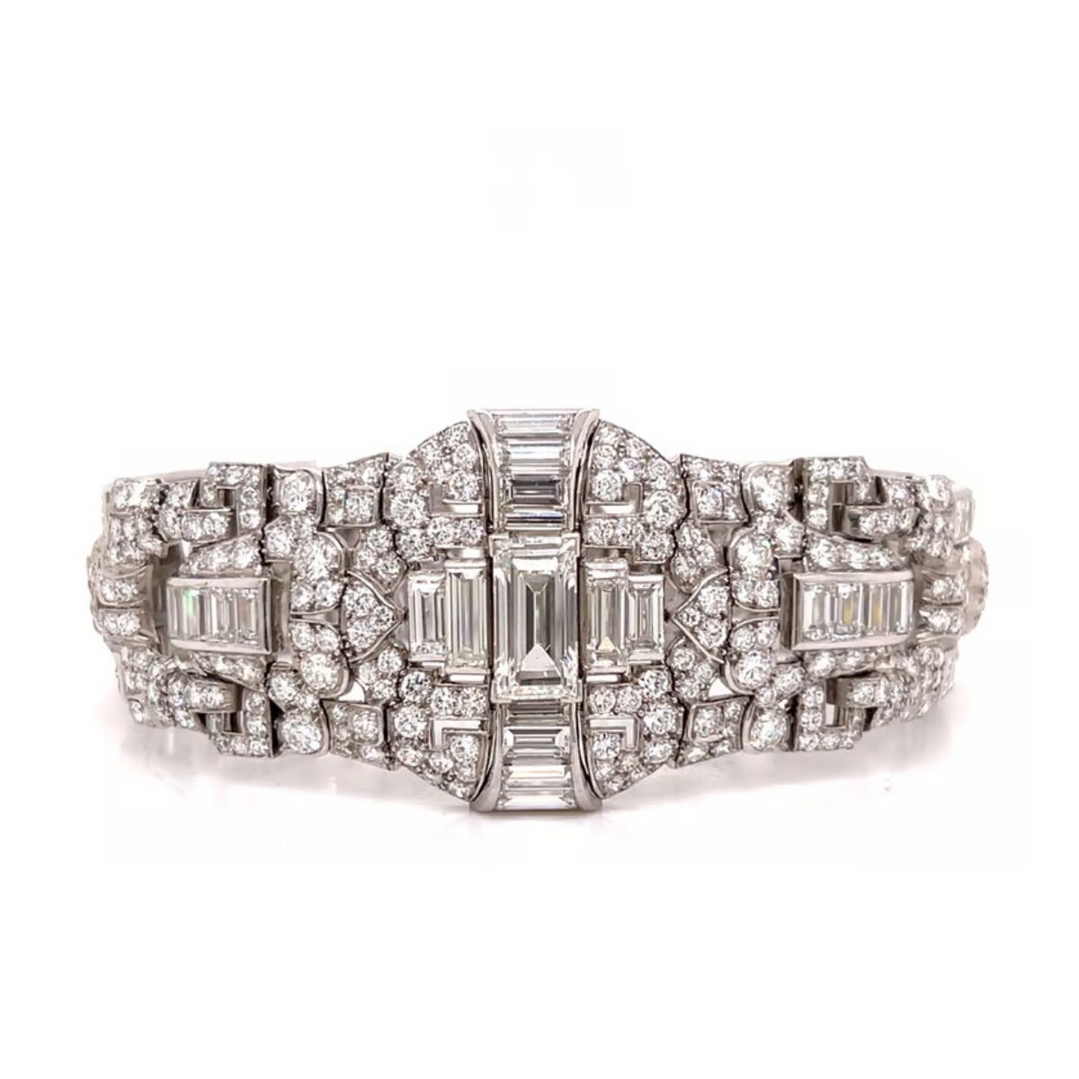 Deco Diamond and Platinum Bracelet