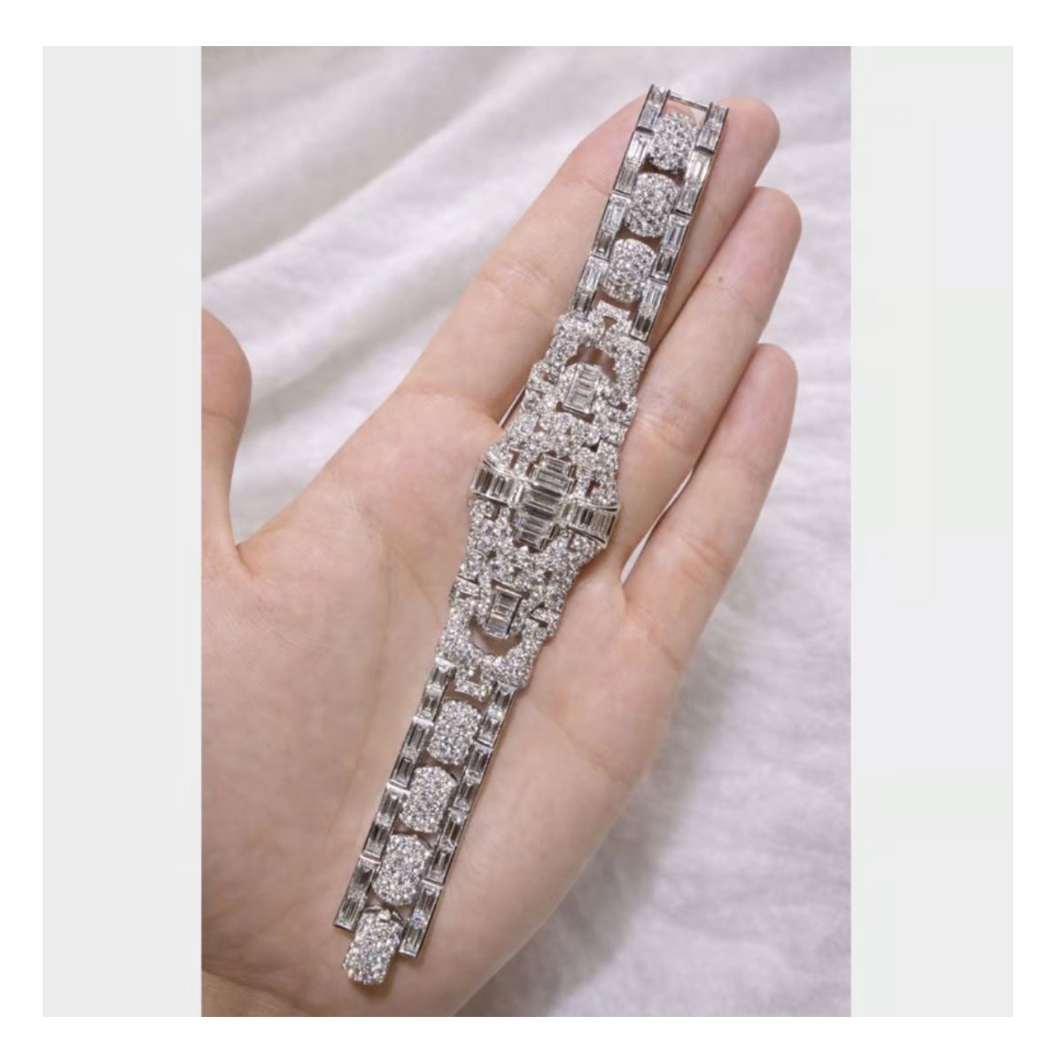 Deco Diamond and Platinum Bracelet
