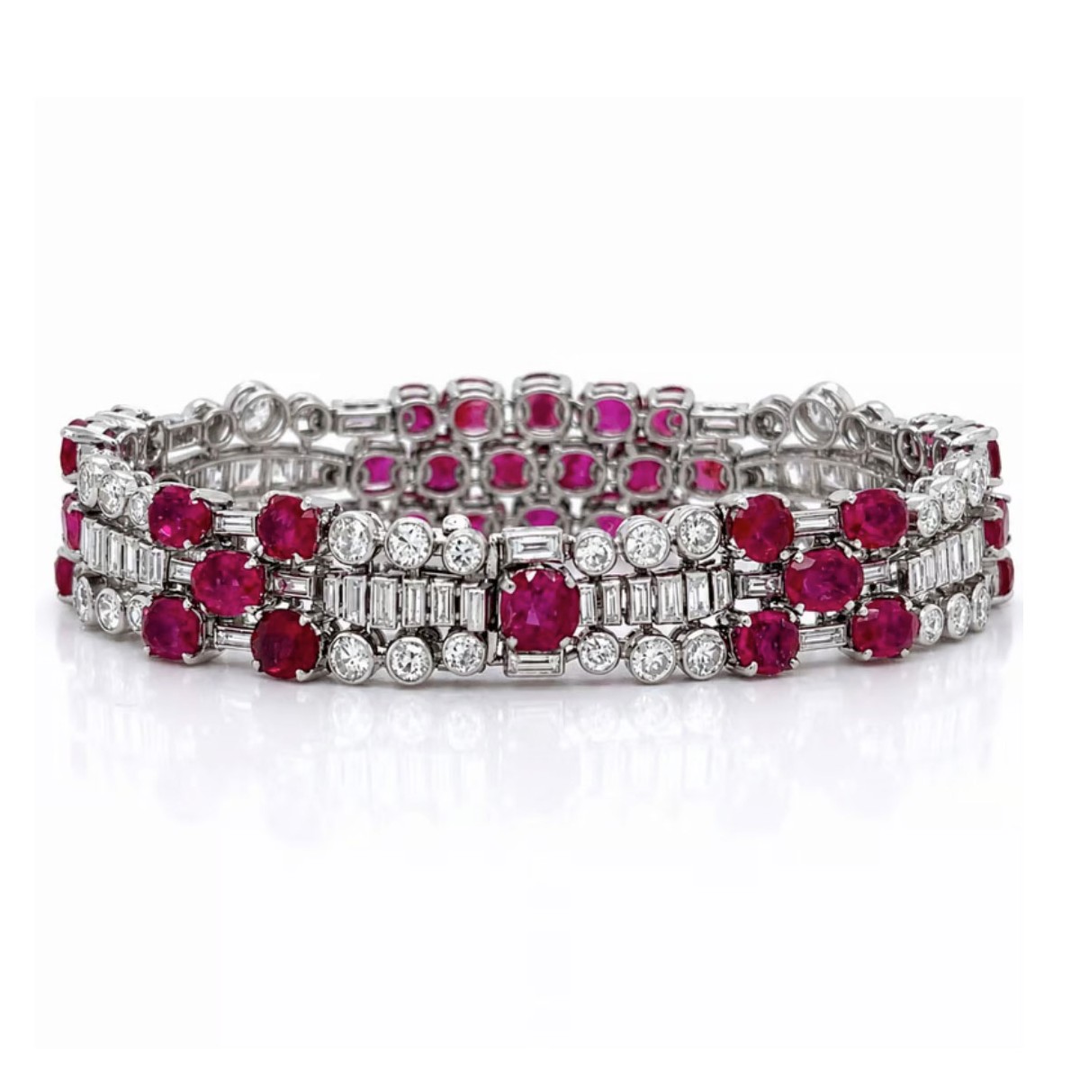 Deco GIA Ruby Diamond & Plat Bracelet