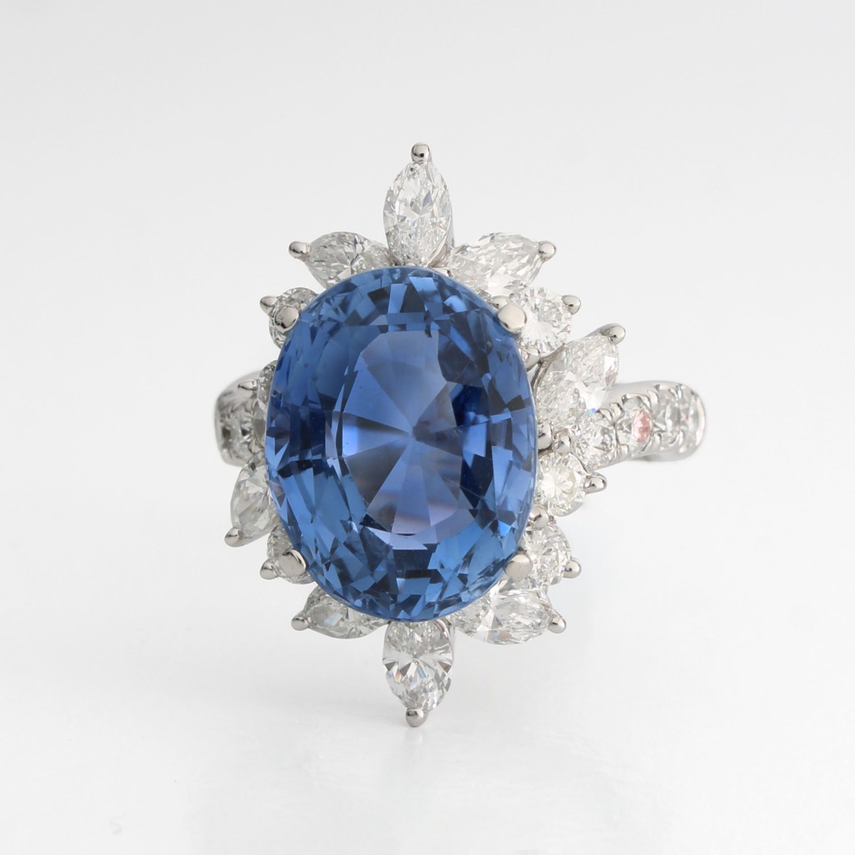 GIA Sapphire Diamond and Plat Ring