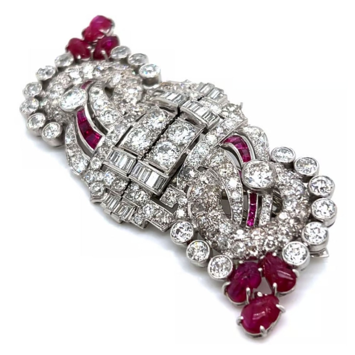 Deco Ruby, Diamond & Platinum Brooch