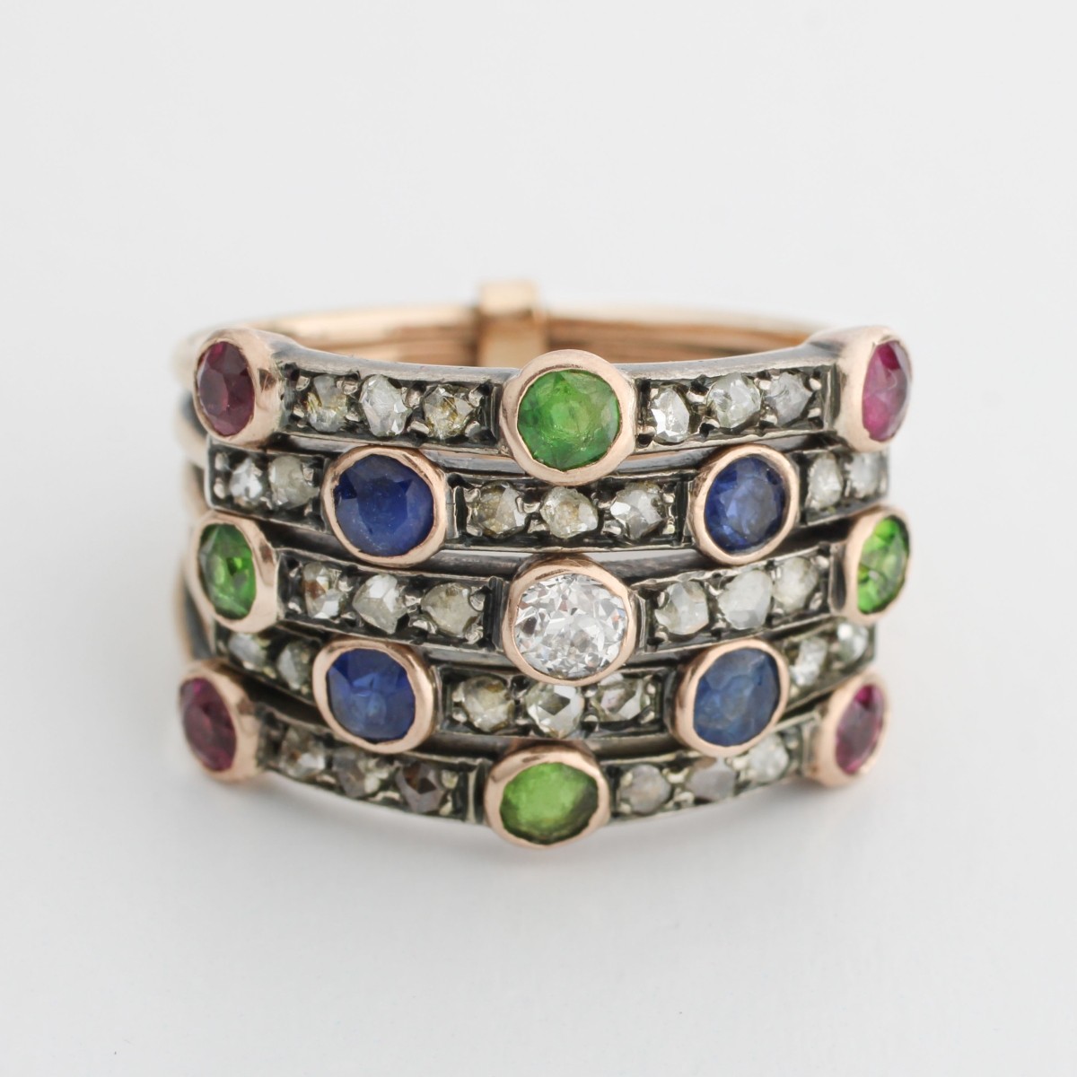 Gemstone, Diamond and 14K Ring