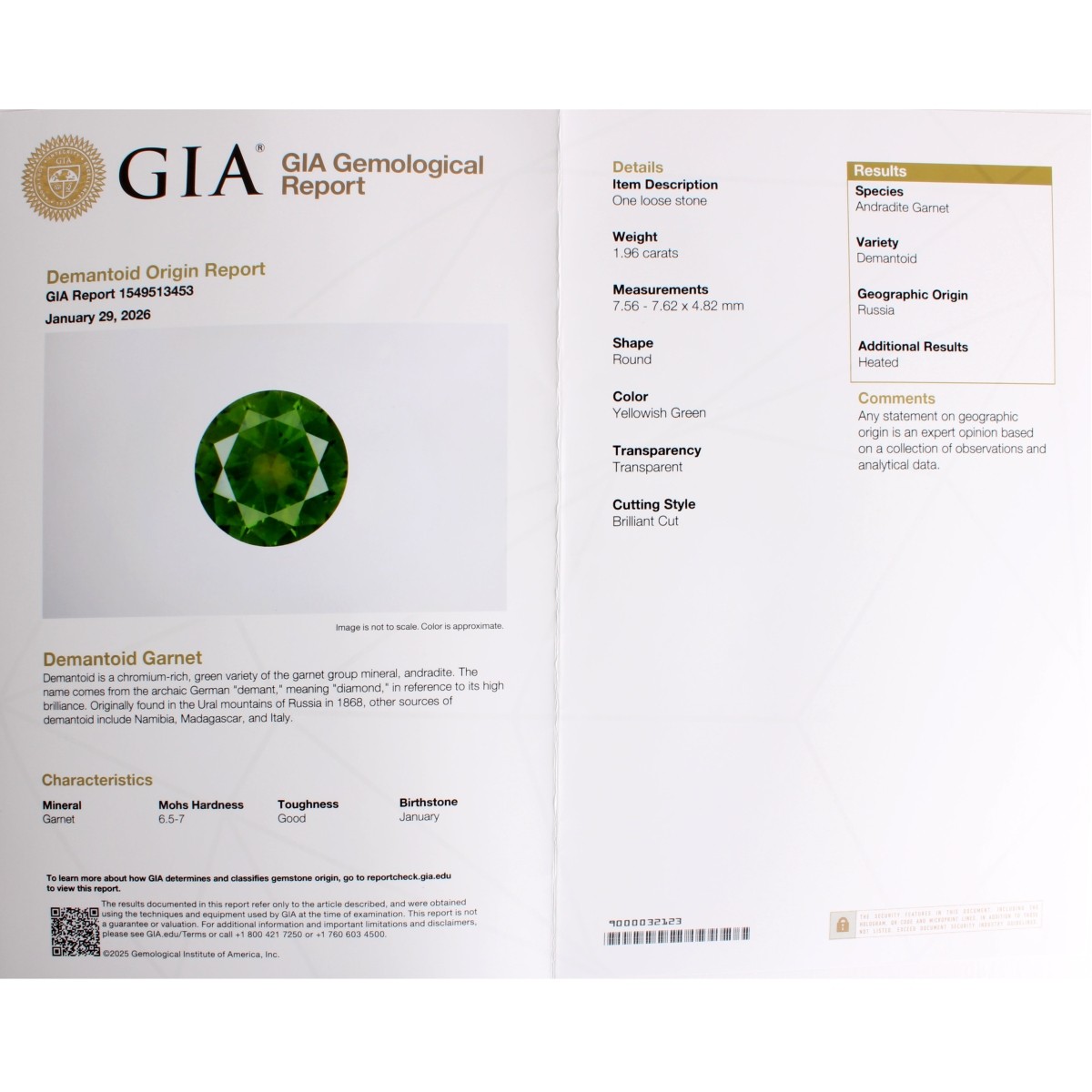 GIA Demantoid. Diamond and Plat Ring