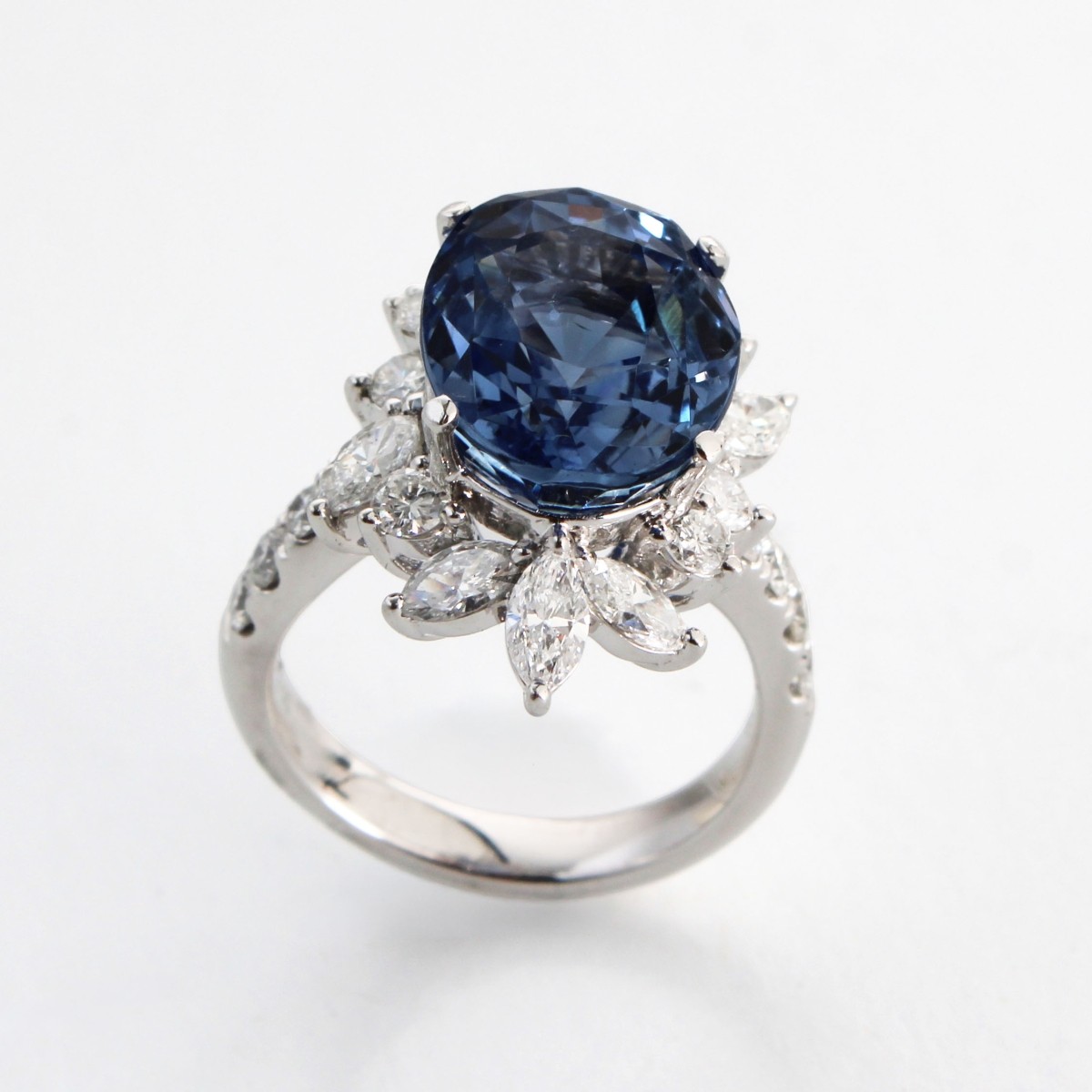 GIA Sri Lanka Sapphire & Diam. Ring