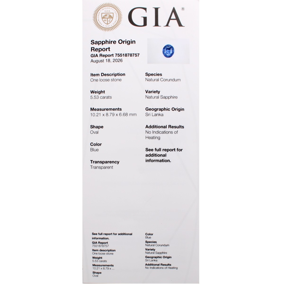 GIA Sri Lanka Sapphire & Diam. Ring